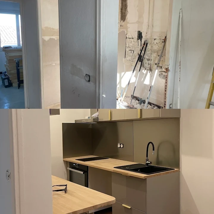 Montage avant et après de l’aménagement d’une cuisine